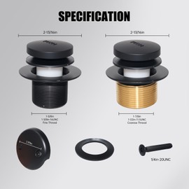 Toe-Kick Bathtub Trim Kit, Matte Black Bathtub Drain, Includes Dual-Hole Overflow Panel Bathroom Bathtub Drain Replacement Conversion Kit Components Universal Fine-Thread and Coarse-Thread