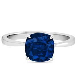 Blue Sapphire Ring for Women 925 Sterling Silver Cushion Cut 4-Prong Setting 8mm Sapphire Solitaire Stone Gemstone Ring September Birthstone Ring for Women Size 7 Sapphire Jewelry Birthstone Jewelry