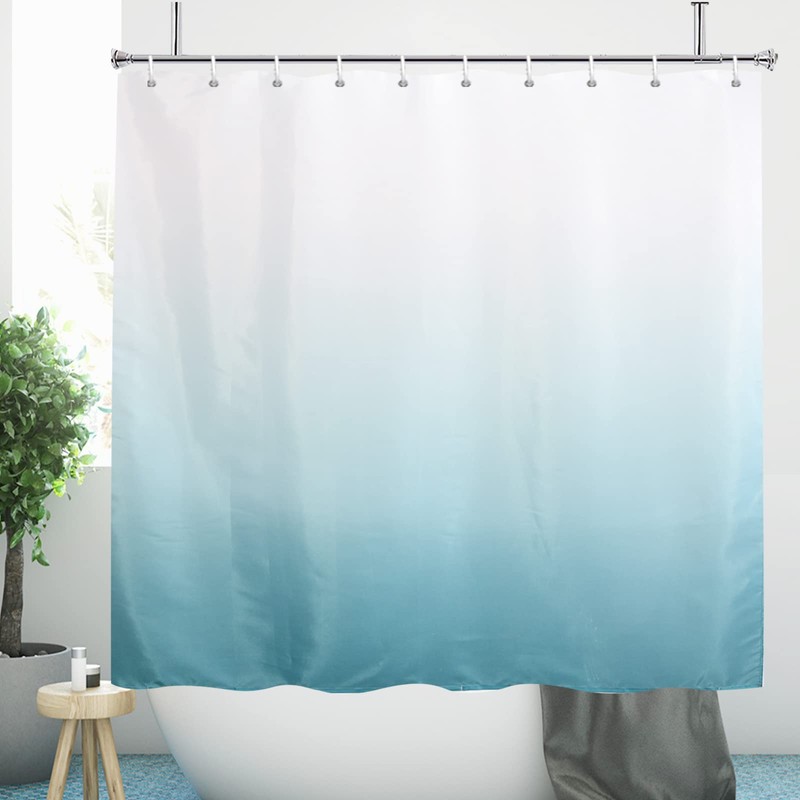 YISURE Ombre Turquoise Short Shower Curtain 65 Inch Length, Teal