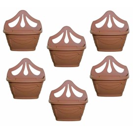 HOMION 31cm Venetian Wall Planter Hanging Basket Flower planter Plastic (TERRACOTTA, 6 BASKETS)