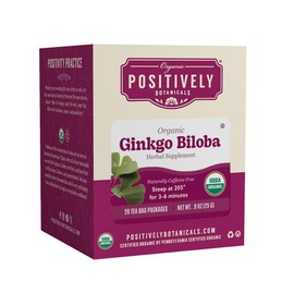 Organic Positively Botanicals Company, Ginkgo Biloba Herbal Tea Bags, 20 Count