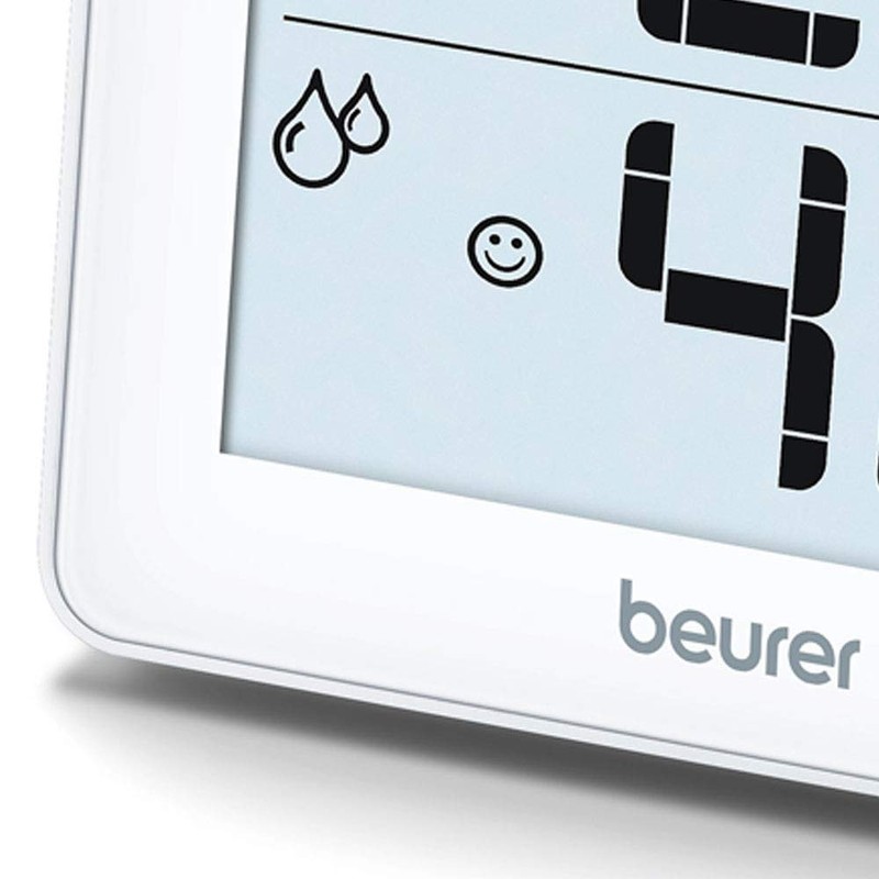 Beurer HM 16 Thermo-Hygrometer, Raumklimakontrolle mittels Temperaturanzeige und Luftfeuchtigkeit, Smiley-Anzeige,