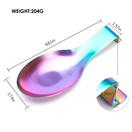 Pretty Jolly Stainless Steel Rainbow Colour Spoon Rest for Kitchen Counter Cooking Utensil Rest Spoon Ladle Holder for Stove Top Rust Resistant Spatula Rest Dishwasher Safe 9.61 x 3.74 Inch(2PCS)