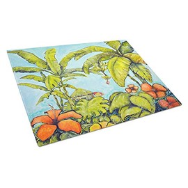 Caroline's Treasures MW1268LCB Banana Cabana Glass Cutting Board Large, 12H x 16W, multicolor