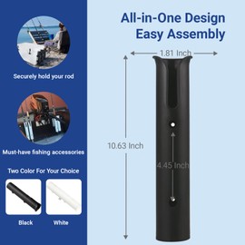 Fishing Rod Holders Wall Mounted 1 Pole Tubes Adjustable Fishing Rod Holder Bracke for Boat Kayak Garage Cooler Trailer Portable with Hardware(Black-1 Pole)