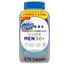 Silver Men 50 Plus 275 Tablets - Complete Daily Multivitamin Supplement, for Men and Senior Adults – High Potency Vitamins & Minerals for Men's Health Over 50