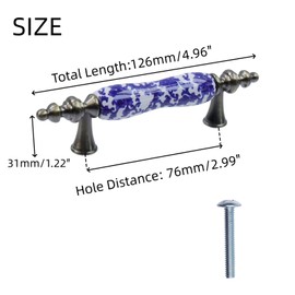 Mcredy 4 Pcs Ceramic Drawer Pulls Blue and White Porcelain Cabinet Pulls Handles Vintage Chinese Style Hardware for Kitchen Bathroom Cabinet Dresser Wardrobe