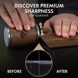 HORL 2 Walnut Rolling Knife Sharpener - Kitchen Knife Sharpener for Razor Sharp Edges Made in Germany - Easy Knife Sharpening Kit - Roller with Magnetic Holder with 15 & 20 Degrees