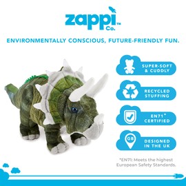 Zappi Co Plush Children's Cuddly Toy, Soft Cuddly Plush Toy, Part of the Safari Animals Collection, Perfect for Children (30 cm) (Triceratops)