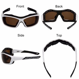 WYND Blocker Polarized Riding Sunglasses Extreme Sports Wrap Motorcycle Glasses (White/Amber)