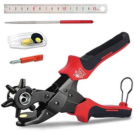 Leather Hole Punch, DSL Belt Hole Puncher for Leather, Heavy Duty Revolving Eyelet Punch Plier Tool, Multi Sized for Belts, Shoes, Saddles, Bags, Watch Strap, Crafts, Cards, Canvas, etcâ¦