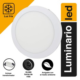 SANELEC, Luminario de LED para Techo, Lámpara Circular para Sobreponer, 18 W, Luz Fría, Modelo 1292