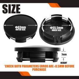 2.5Inch 63MM Wheel Center Caps for Dodge RAM 1500 Rim Hub Caps 6KF18TRMAA, Pack of 4 (Matte Black, Outer 63MM, Inner 56MM, Easy DIY Installation)