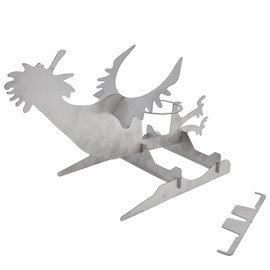 Chicken Grills,plplaaoo 14.2in Motorcycle Beer Can Chicken Holder for Grill, Silver Portable Beer Chicken Stand, Polished Stainless Steel Grill Rack, Chicken Rack for Camping Family Gathering, be