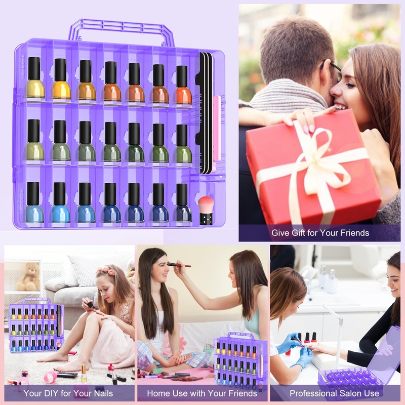 Portable Nail Polish Organizer, Clear Double Side Nail Polish Holder,Gel
