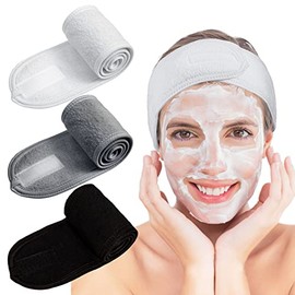 3 diademas Whaline en blanco, negro y gris de 25 pulgadas para lavado facial y ducha
