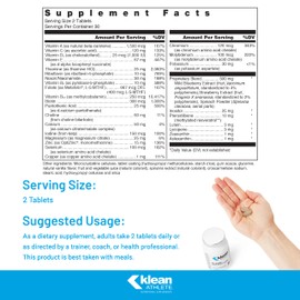 Klean Athlete Klean Multivitamin - Essential Nutrients & Antioxidants for Optimal Health - NSF Certified for Sport - 60 Tablets