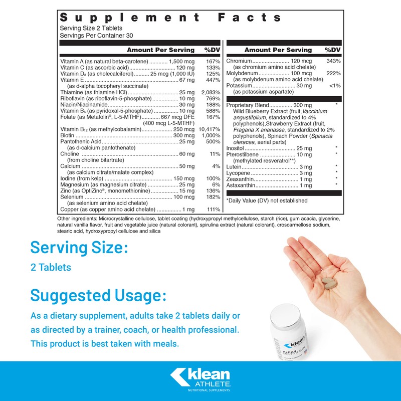 Klean Athlete Klean Multivitamin - Essential Nutrients & Antioxidants for