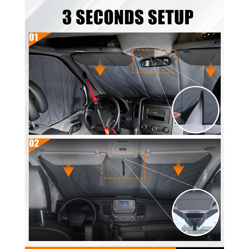 MELIPRON Insulated Blackout Window Cover Fit for Ford Transit 2015-2025,