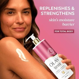 Olay Hyaluronic Acid Replenishing Body Lotion, 24HR Moisturising Cream Full Body Skin Care, Replenishes Skin Moisture, Vitamin B5 B3, Glycerin, Smooth and Moisturised Skin, No Greasy Residue, 500ml