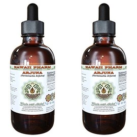 Arjuna Alcohol-Free Liquid Extract, Organic Arjuna (Terminalia Arjuna) Dried Bark Glycerite Hawaii Pharm Natural Herbal Supplement 2x4 oz