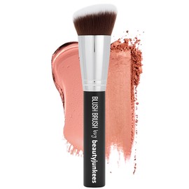 Kabuki Makeup Brush Set with Free Travel Brush Holder Includes Foundation, Blush, Bronzer, Concealer,  Mineral Brushes (Full Size) Negro 1 pc Angled  
