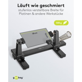 goobay 76559 Adjustable PCB Holder with Soldering Iron Stand/Board Holder/Robust Soldering Stand for Fixing Circuit Boards and Workpieces for Soldering and Crafts/360° Rotation