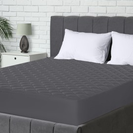 Utopia Bedding Quilted Mattress Protector, Breathable Mattress Topper, Mattress Pad Stretches up to 38 CM, Deep Fitted Mattress Cover, Double Bed (Grey, 135x190 cm)