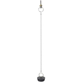 SANEI Rubber Stopper for Washbasins with Eyelet and Chain, Outer Diameter 1.3 inches (34 mm), Height 0.4 inches (11 mm), PH28