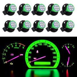 Wogomz 10Set T10 194 168 Dash Instrument LED Light Bulbs, Bright Panel Gauge Cluster Indicator Light Bulbs with Twist Lock Socket, Car Replacement Lights for Dashboard Light Map Light (Green)