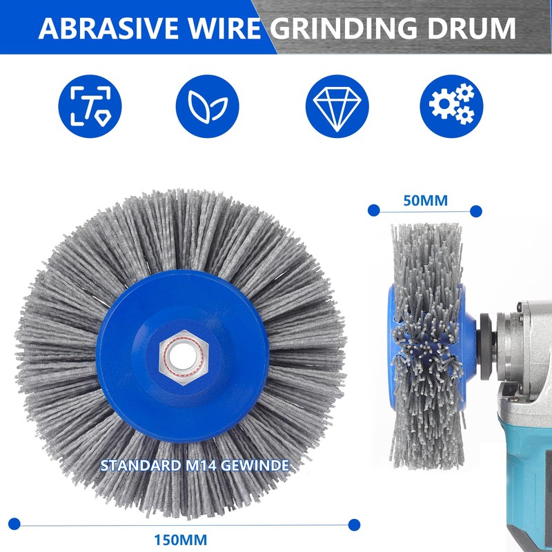 Shineboc Sanding Brushes 120 Grit 150 mm Nylon Brush Wire