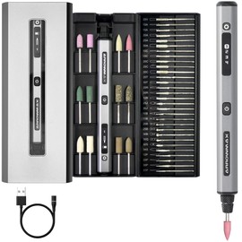 ARROWMAX Mini Engraving Pen HollowCup Motor 42 Bits with Aluminum Case OLED Magnetic Charge Mini Rotary Tool Wireless Engraving Pen for Jewelry Metal Glass and Plastic (SGS)