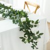 2 Pack 11.2 Ft Artificial Flower Garland with White Roses,