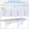 12 Inch Wire Shelf Brackets Set, 3 Pack Metal White