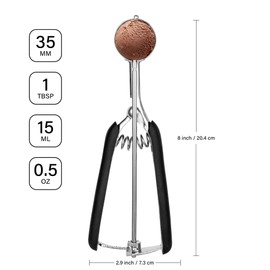 Ice Cream Scoop 1 Tbsp, TJ POP Stainless Steel Cookie Scoop 35mm with Easy Trigger Release Good Grips for Mashed Potato, Meatballs, Mellon Balls and Cookie