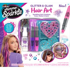 Cra-Z-Art Shimmer 'n Sparkle Glitter and Glam Metallic Hair Art Set with Hair Chalk Pens and Hair Gems by Cra-Z-Art