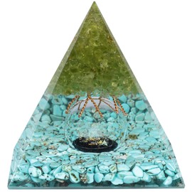 Nupuyai Crystal Energy Pyramid Tree of Life Healing Stone Pyramid Feng Shui Decoration for Reiki Healing and Yoga Meditation