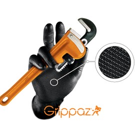 Grippaz Nitrile Gloves (Pack of 50) Latex-free Work Gloves, Extremely Robust and Tear-resistant, black