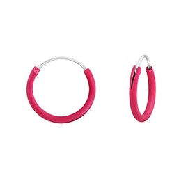 Pink Hoop Earrings .925 Sterling Silver 12mm