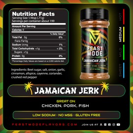 Jamaican Jerk | Feast Mode Flavors | Low Sodium | No MSG | Gluten Free | Meal Prep Seasoning | Healthy | Great on chicken, pork, beef, fish