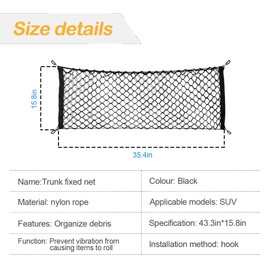 Osilly Car Rear Cargo Net, Double-Layer Adjustable Stretchable Elastic Storage Organizer Net, Trunk Cargo Storage Mesh Net with Hooks, Car Interior Accessories Fit for Car, Trucks, SUV (Small)