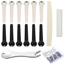 Mabor 24Pcs Acoustic Guitar Bridge Pins with Bridge Pin Puller Remover & Guitar Saddle Nut, Guitars Pegs Replacement Parts and Accessories