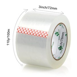 BOMEI PACK Cinta de Embalaje Transparente, Cinta de Embalaje Industrial para Embalaje de Envíos Sellado de Mudanzas, 1.8Mil, 3 pulgadas x 110 yardas por rollo