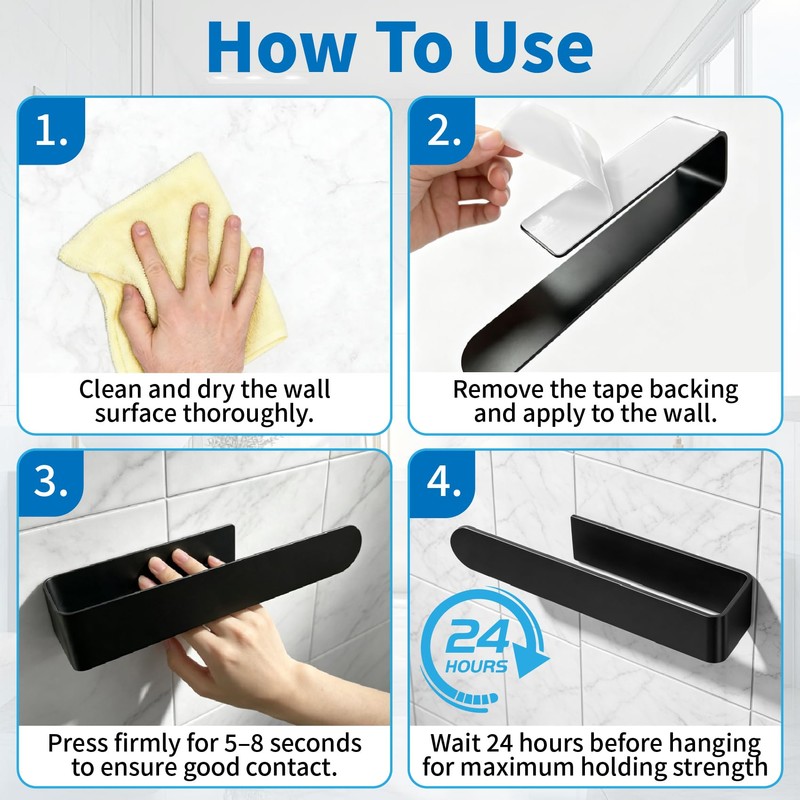 2 Pcs Hand Towel Holders,Stainless Steel Self Adhesive,8.7 in