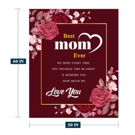 Mom Blanket Gift for Mothers Day Christmas Valentine Mom Birthday Gifts Blanket from Daughter Son Present for Mom Women Soft Floral Letter Throw Blanket for Couch Bed 50x60