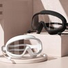 Wide-View Goggle Swim Goggles with Integrated Earplugs Large Lens Black