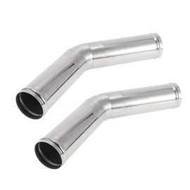 Motoforti 45 Degree Mandrel Exhaust Tube with Bead Roll Car Exhaust Pipe Tubing Piping 2.5" OD 7.87" Length T304 Stainless Steel Silver Tone 2 Pcs