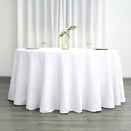 Balsa Circle 6 pcs 120 inch White Round Tablecloths Fabric Table Cover Linens for Wedding Party Polyester Reception Banquet Events Kitchen Dining