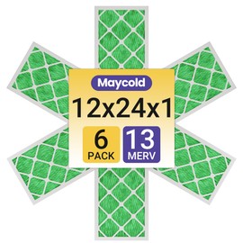 Maycold 12x24x1 Individually Wrapped Pleated Air Filter MERV 13 (6-Pack) Superior High-Efficiency Replacement Filters for AC & Furnace Units Actual Size: 11.70" x 23.70" x 0.75"
