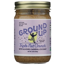Ground Up Artisan Nut Butter Blend, Triple Nut Crunch Flavored with Almond, Cashew & Coconut, Creamy, Non GMO, 12 Ounces (Pack of 6)